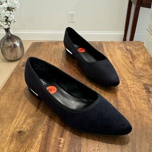 Jones New York Black Velvet Flats with Silver Heel Detail - 9.5